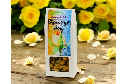 Kwiaty Jadalne RÓŻA PĄK ŻÓŁTY (15g) Do Dekoracji, Naparów i Na Prezent